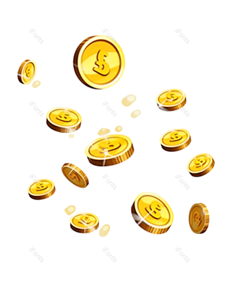 卡通金币图片,促销元素,漂浮PNG,钱币免抠素材